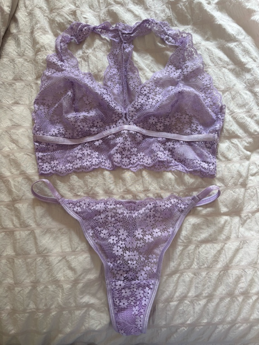 Lounge Lavender Lace Bralette & Thong Set - Women Intimates